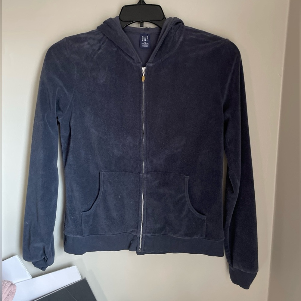 GAP Vintage Navy French Terry Zip Hoodie y2k women’s size medium